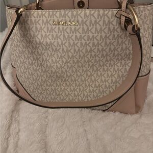 Michael Kors Signature Pink and Cream Shoulder Bag
